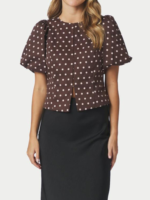Anela dot blouse brown 