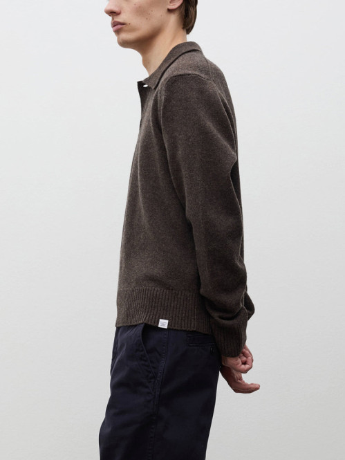 Anholt lambswool polo pullover brown 