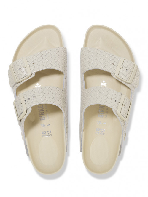 Arizona rivet logo sandals ecru woven 