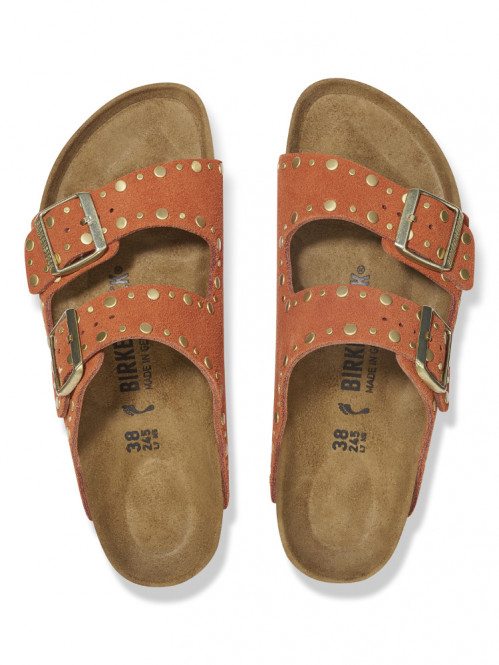 Arizona rivet border sandals dark rust 