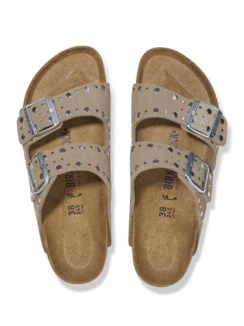 Arizona rivet border sandals taupe 38