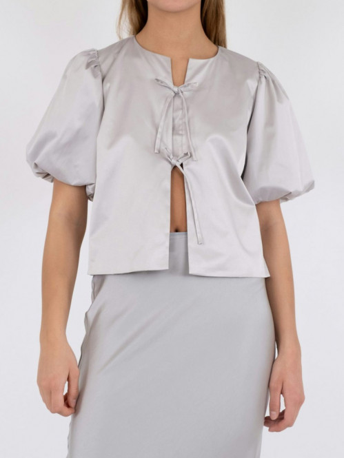 Aska dull satin blouse light grey S
