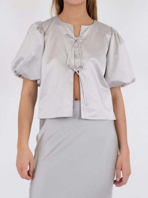 Aska dull satin blouse light grey 