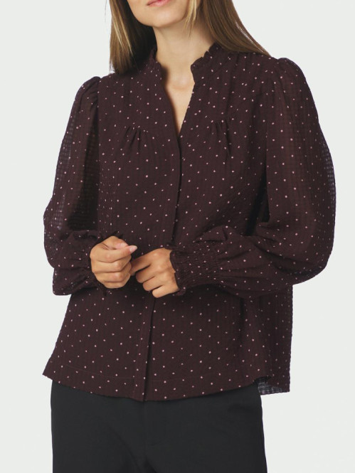 Astrida dotted blouse burgundy 