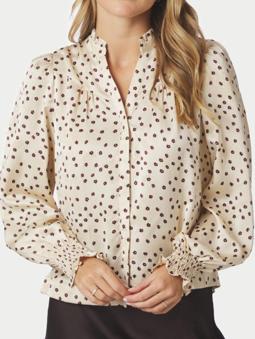 Astrida flower jaquard blouse creme 