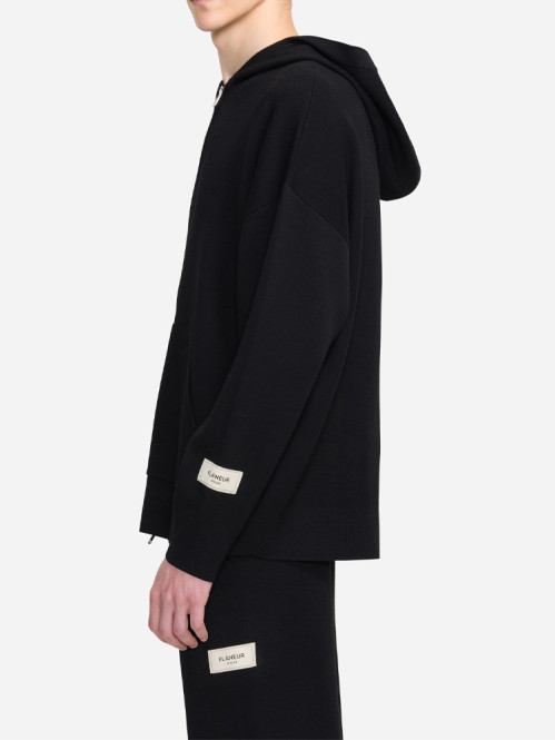 Atelier knit zip up hoodie black 