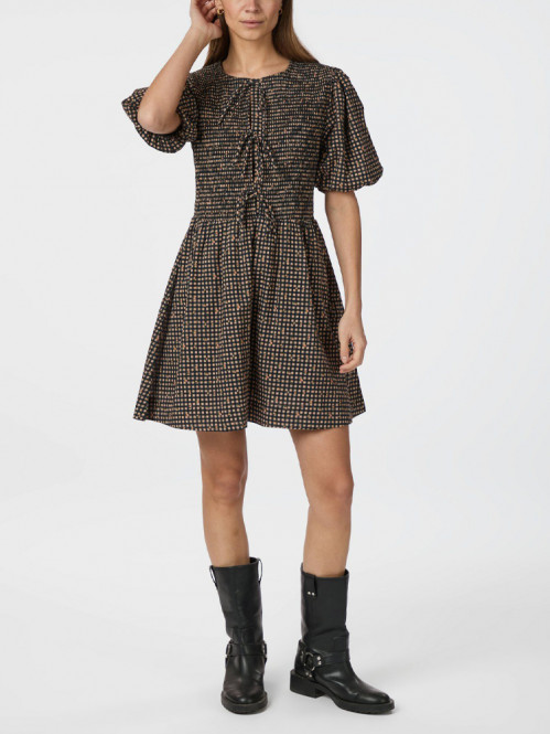 Auda check smock dress black L