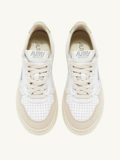 Medalist low wmns sneaker suede wht bud green 