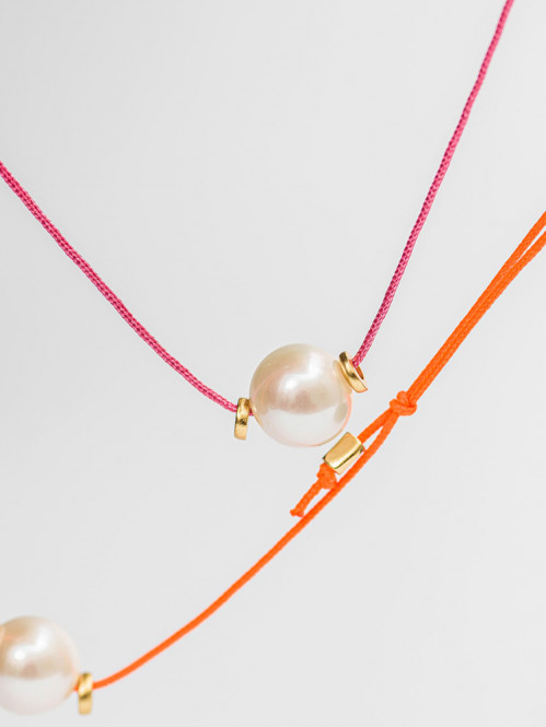 Big pearl necklace neon orange 