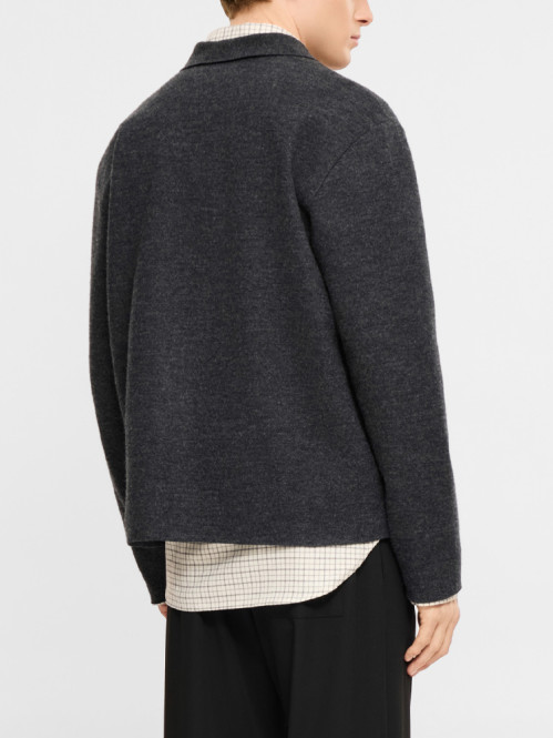 Boiled wool overshirt dk grey mel 