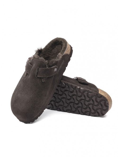 Boston shearling suede sandals mocca 