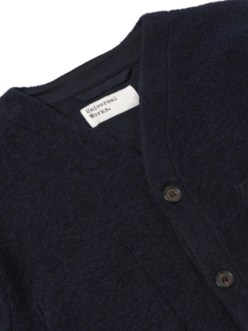 Cardigan wool fleece navy 