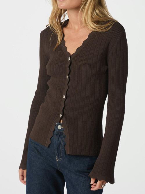 Clara stitch knit blouse dark brown L