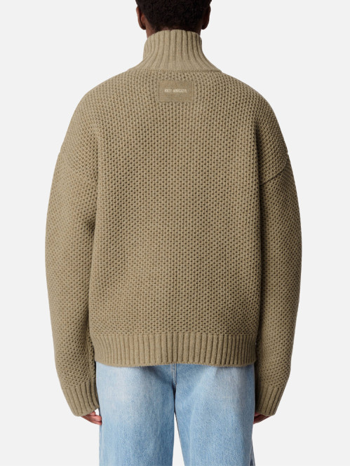 Comb zip up sweater dk beige 