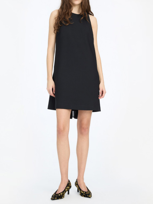 Crepe mini a-line dress black 