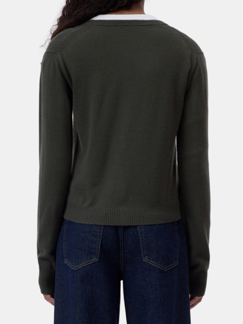 Crewneck cardigan longlseeve junip green 