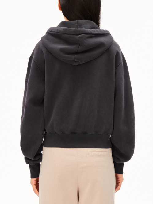 Cropped zipper sweatjacke dark steel 