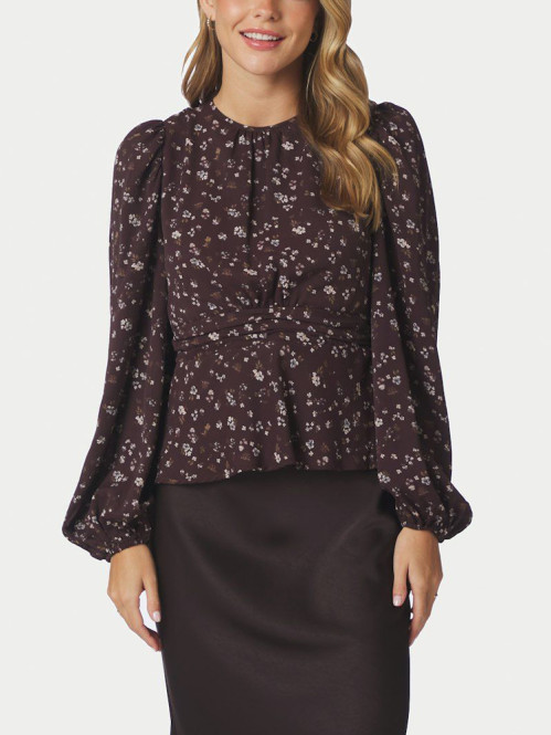 Delphine flowerbunch blouse choco plum 