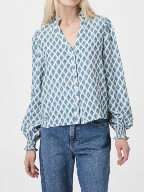Delsie print blouse smoke blue 