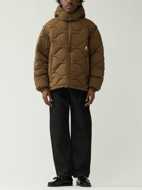 Detachable sleeves jacket brown 