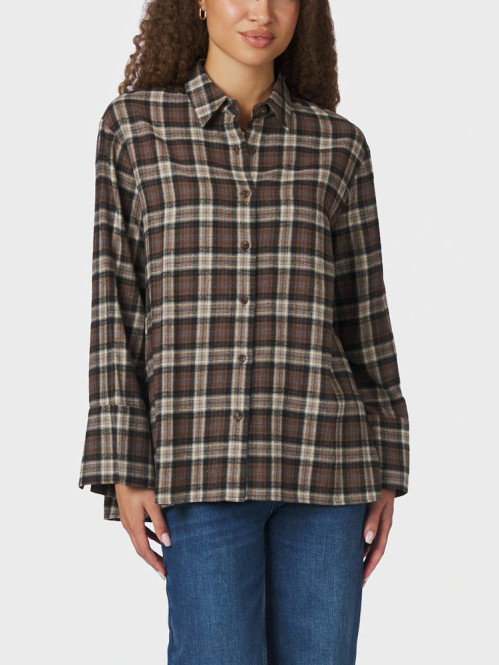 Dita flannel check shirt dk taupe 