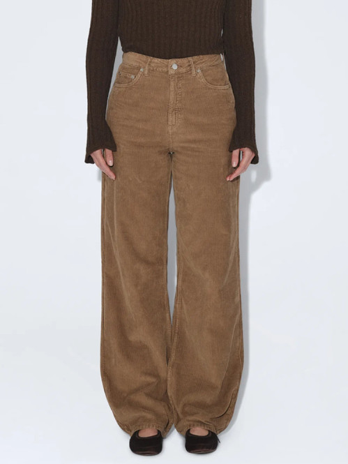 Donna high relaxed jeans washed khaki cord 