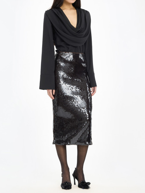 Draped blouse black 