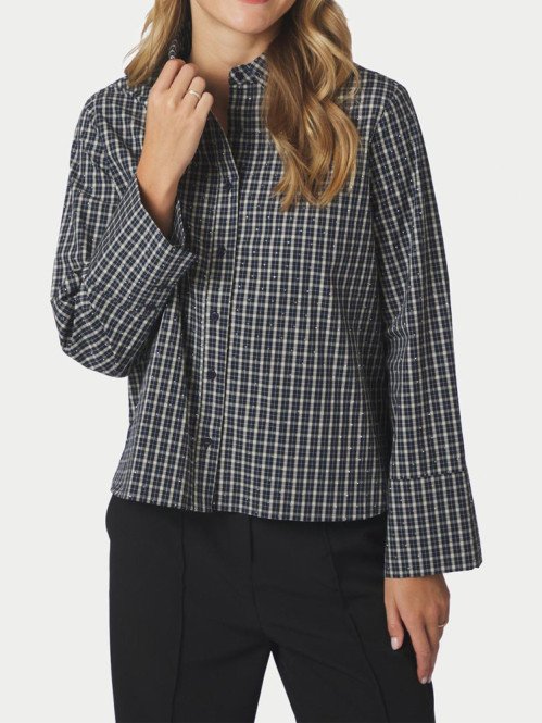 Drew check bedaz shirt dark blue 