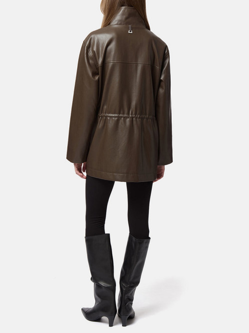 Edie sans leather parka deep brown 