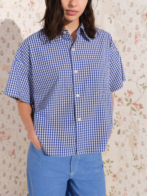 Eki 06b blouse vichy bleu L