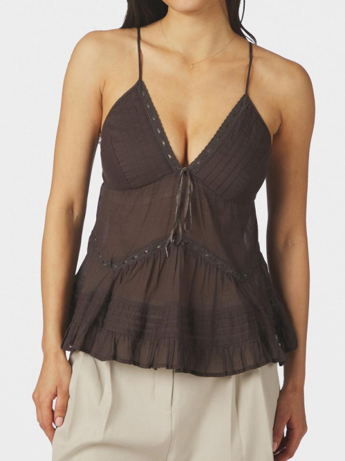 Elvena s voile top dark brown 