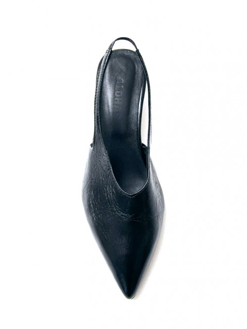 Eros slingback mules black leather 