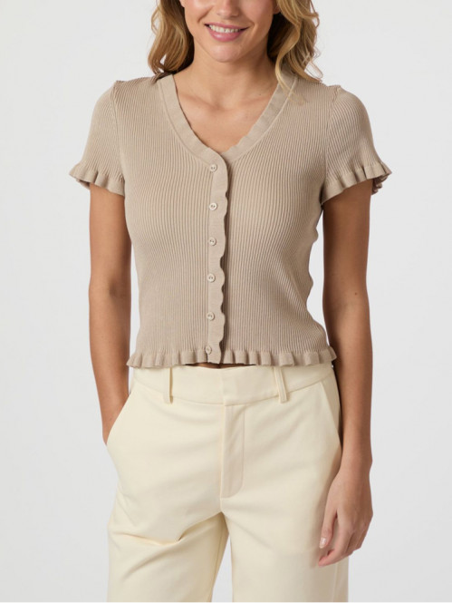 Esla frill knit tee sand S
