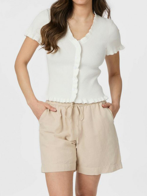 Esla frill knit tee off white 