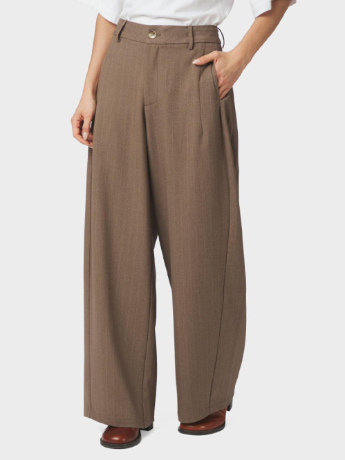 Essiall pinstripe pant taupe 