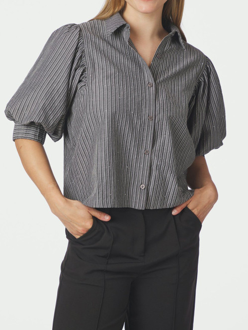 Etta stripe b shirt dark grey 