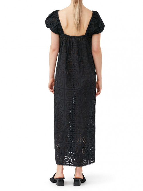 Broderie anglaise midi dress black 