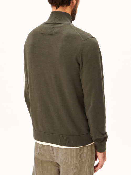 Faabes zip knit sweater dk earth 
