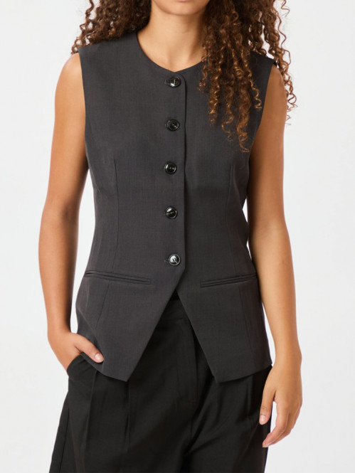 Fabia structure waistcoat dk grey 