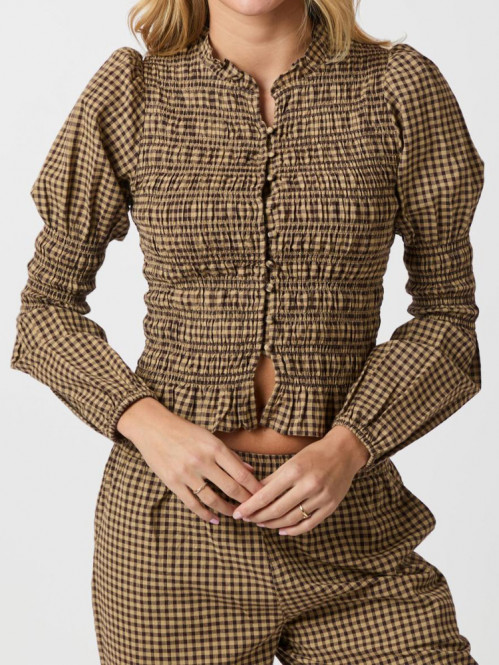 Falka check blouse brown L