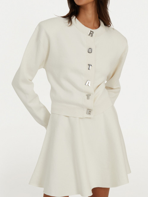 Firm knit cardigan egret 
