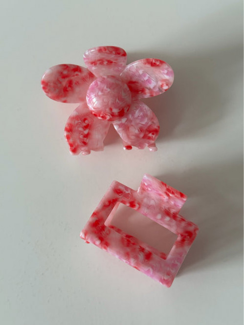 Flower clip swirly pink 
