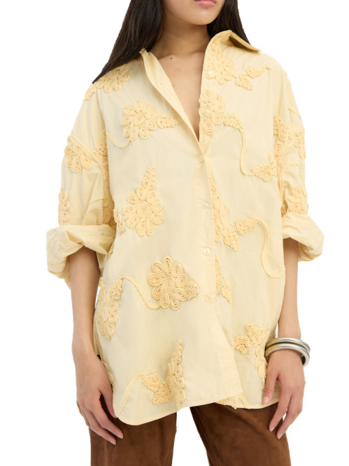 Flower oversized shirt italian straw 