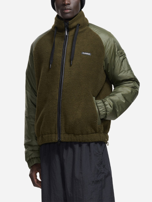 Frosted badge fleece nylon jacket green 