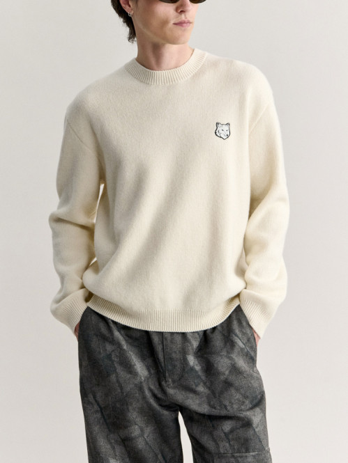 Fox head milano lambswool knit pure ecru 