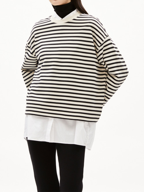 Frankaa stripe sweatshirt undyed black 
