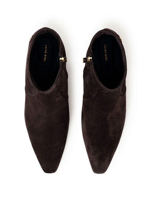 Freya flat boots dark brown suede 
