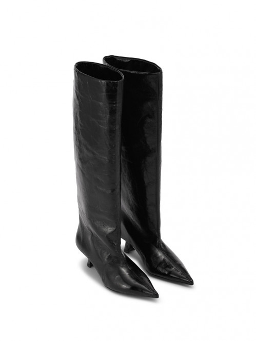 Soft slouchy high shaft boots black 