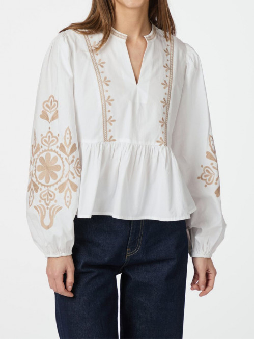 Ginia emb blouse off wht 