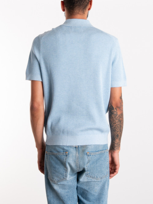 Hansie ss zip polo cerulean 